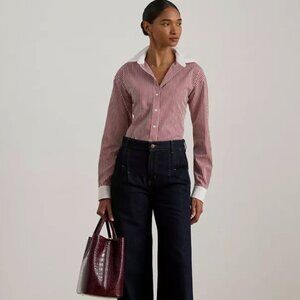 Lauren Ralph Lauren Striped Cotton Broadcloth Shirt MED/Striped BNWT